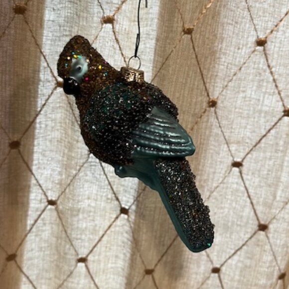 Glittered Blue Parrot Bird Christmas Tree Ornament 2.5"x 5" - Picture 6 of 14